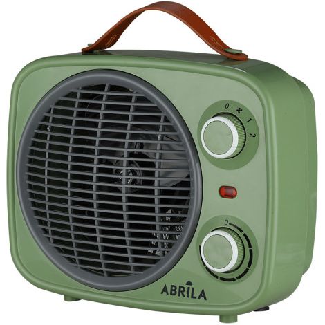Stufa Falò Verde/Grigio 2000W 2 Potenze 3 Funzioni Termostato (25,5x25,5x13cm)