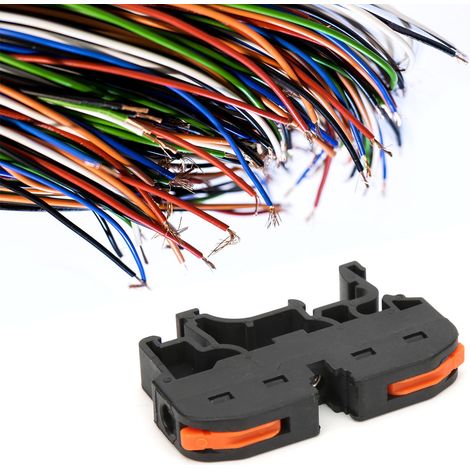 Connecteur fil électrique 10 pièces PCT-211 rail DIN universel, borne de raccordement avec trou, 11-28 AWG, noir (1/4)