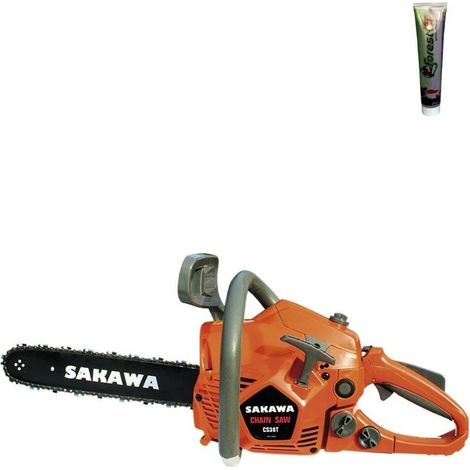 Tronçonneuse moteur à essence 2 temps 38cc épée de 14 pouces + Huile 2 Temps 125ml