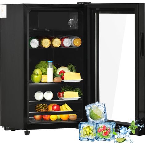 76LMini-réfrigérateur,3L+73L pour la glace,peut contenir 51 canettes de soda, d'eau, de bière ou de vin. Fonctionnement silencieux,système de refroidissement à compresseur,économe en énergie,étagères 