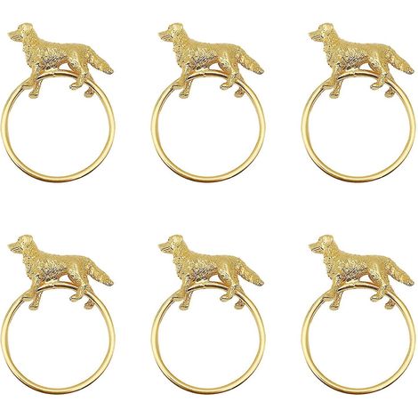 Naievear Lot de 6 ronds de serviette en forme de chien mignon, en alliage créatif et raffiné, pour la cuisine (1/5)