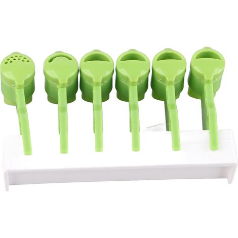 Drehbarer, wandmontierter Gewürzbeutelhalter mit integriertem Spender, 6 Löcher, rein grün, Einheitsgröße. (1/5)