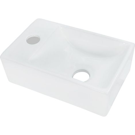 Aloni Keramik Design Handwaschbecken Weiß Hahnloch Links 30 x 18,5 x 9,5 cm Aloni Keramik Design Handwaschbecken Weiß Hahnloch Links 30 x 18,5 x 9,5 cm (1/2)