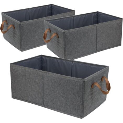 Lot de 3 bacs de rangement grande capacité, système d'organisation de placard, boîtes de rangement pliables robustes pour ranger vêtements, linge de maison, jouets et livres (1/4)