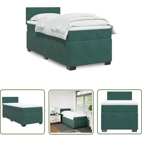 The Living Store Boxspringbett mit Matratze Dunkelgrün 80x200 cm Samt - Samtbett - Boxspringbett - Doppelbett - Betten Günstig - Luxusbett (1/5)
