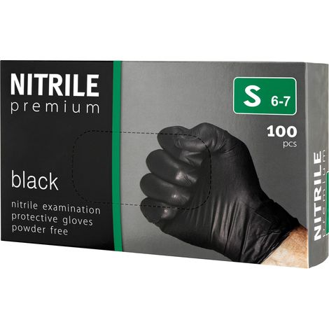 PREMIUM puderfreie Nitrilhandschuhe [S] 100 Stück schwarz