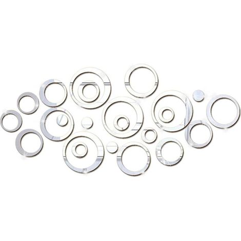 Stickers Muraux Miroir Cercle Acrylique, Stickers Muraux Salle de Bain (Argent/24 Pcs)-Fei Yu (1/5)