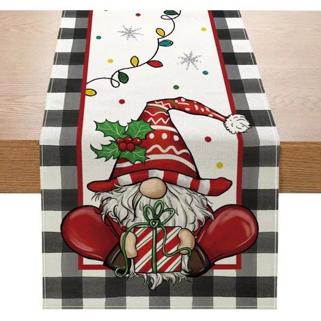 Chemin de table de Noël, nappe longue festive, imprimé style Noël, convient pour la maison, la salle à manger, le salon, la table à manger et la table basse - 180 x 30 cm (polyester) - 10