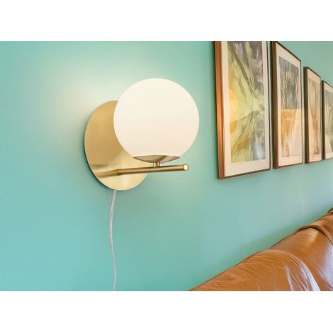 Wandleuchte Kugel Glas Weiß Messing 1xE14 Pure Trio Lighting (1/5)