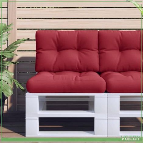 360544 Coussin de palette rouge bordeaux 50x40x12 cm tissu (1/5)