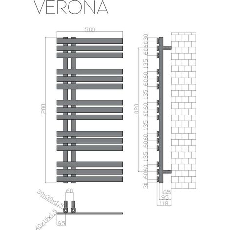 Scalda salviette radiatore bagno 500x1200mm modello Kam-373 kamalu (1/2)