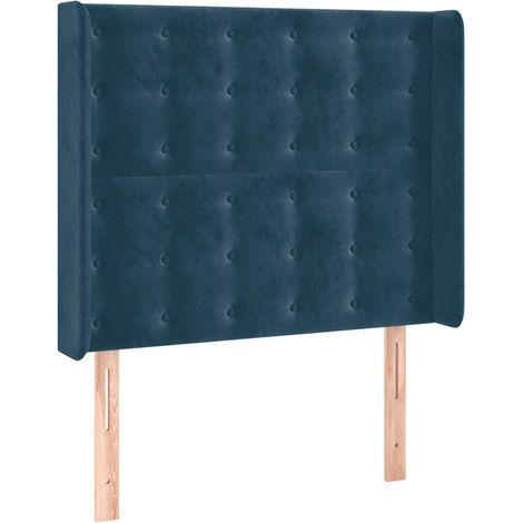 Testiera Testata del letto ad Orecchio Blu Scuro 83x16x118/128 cm in Velluto (1/5)