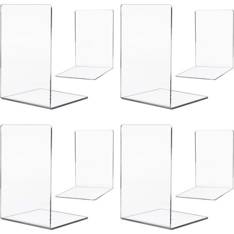 Set mit 8 Buchstützen, transparente Buchstützen aus Acryl, für Kinder, Büro, Wohnzimmer und Arbeitszimmer, Schule, Buchhandlung und Bibliothek, Schulbedarf