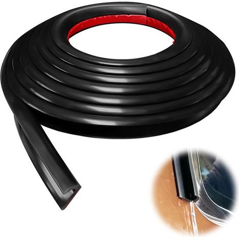 Grondaie per roulotte, nastro protettivo in PVC a forma di J da 5 metri, autoadesivo idrorepellente per roulotte e porte (nero) (1/2)