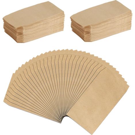 300 kleine Kraftpapiertüten, Mini-Samentüten, 6 x 11 cm, kleine flache braune Geschenktüten für Geschenke, Schmuck, Süßigkeiten, Münzen, Hochzeiten und Weihnachten (1/5)