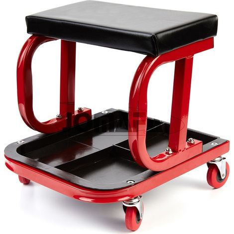 JOMAFA - Taburete Asiento para Mecánica Silla para Taller Mecánico con ruedas y bandeja (1/4)