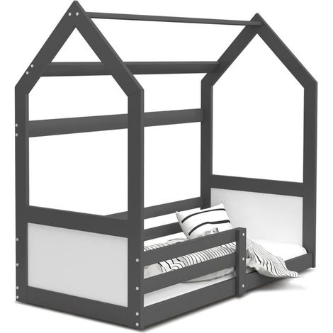 Lit Cabane Miki 80x160 -blanc Gris - blanc (1/4)