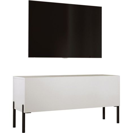 Meuble TV sur pieds 100 cm, 1 porte, Cachemire, pieds noir, 100 x 32 x 52 cm (1/5)