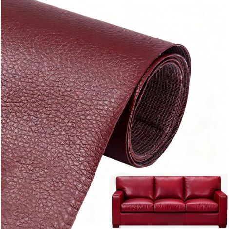 Patch Réparation Cuir Autocollant 60x137cm - Simili Cuir Étanche pour Canapé, Siège Auto, Veste, Meubles (Résistant aux UV & Imperméable) (Bordeaux) (1/5)
