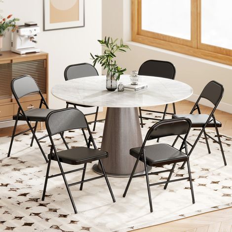 Ensemble 2 chaises pliantes chaises bureau portables pieds en acier chaise pliante bureau réception salle d’attente faux - Couleur: Noir (1/4)