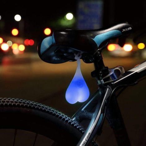 Heart-Shaped Lumière SiliCône Boules Vélo Vélo Feu Arrière LED Feux De Détresse Nuit étanche Location Siège Lampe Oeuf - lumière bleue- (1/2)