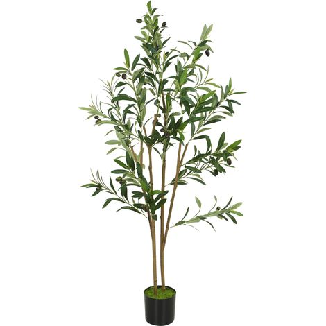 HOMCOM 120 cm Decorative Artificial Plant, Silk Olive Tree with 303 Leaves