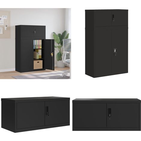 Classeur noir 90x40x145 cm acier - Classeur - Meuble De Rangement - Armoire De Classement - Dossier - Organisation - Home & Living (1/5)