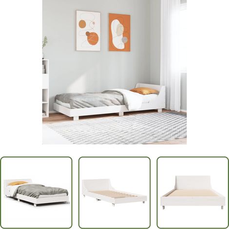 vidaXL Lit blanc -  Cadre de lit sans matelas blanc 100x200 cm bois de pin massif (1/5)