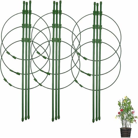 royaluxe -Lot de 3 supports pour plantes grimpantes avec 3 anneaux de support réglables 45 cm (1/5)