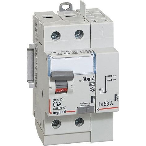 Interruptor diferencial 30 mA 63 A tipo A entrada superior/salida superior LEGRAND