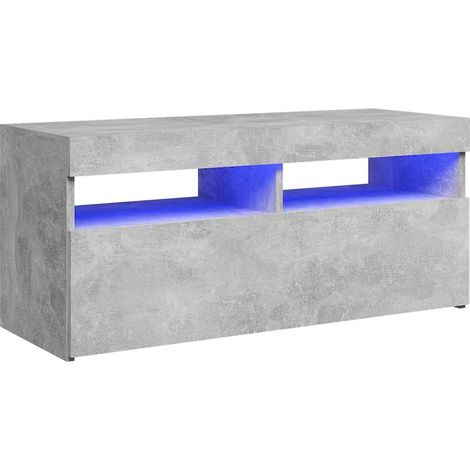 TV Cabinet with LED Lights Concrete Grey 90x35x40 cm vidaXL (1/5)