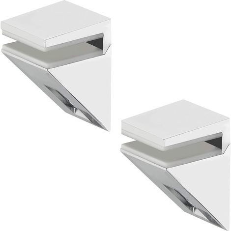 Lot de 2 supports d'étagère design en acier inoxydable - Solaires - Pour tablettes d'épaisseur de 5 à 10 mm - Support mural avec capacité de charge de 20 kg - Design en métal (1/5)