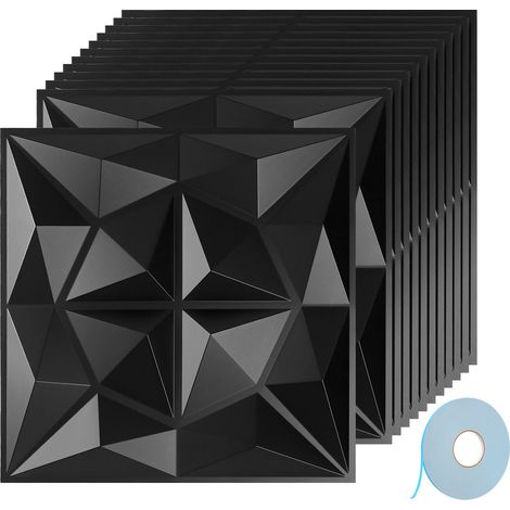 TolleTour Pannelli 3D Autoadesivi 30×30 cm Nero Diamante – Decorazione Murale Moderna (1/5)