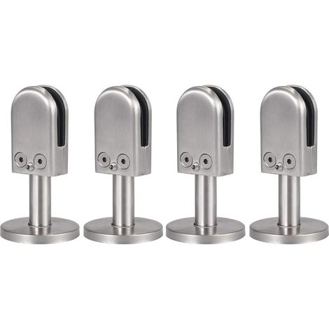 Support de fixation pour verre avec 4 clips en acier inoxydable, adapté aux panneaux de verre sans cadre de 9 à 14 mm d'épaisseur. (1/5)