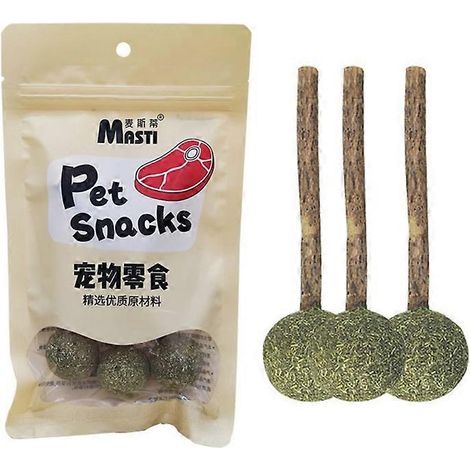 Kätzchen-Zahnbürsten-Reinigungsspielzeug, Katzenminze-Stick, Leckerli, beruhigendes Spielzeug für Katzen, drei