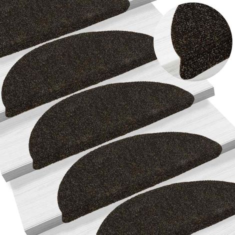 Stufenmatten Selbstklebend 15 Stk. 56x17x3 cm Dunkelbraun Halbrund