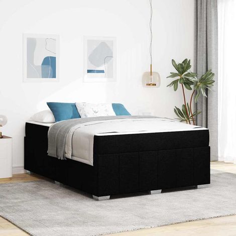 Bettgestell mit Matratze Schwarz 140 x 200 cm Stoff (1/5)