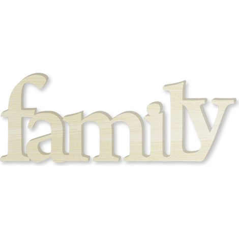 Lupia - Scritte in Legno 3D FAMILY, WOOD WRITE colorazione Shabby, Decorazione Made in Italy, Facile da Appendere o Appoggiare, per Casa e Negozio, 67x26x1 cm, legno ecologico MDF (1/4)