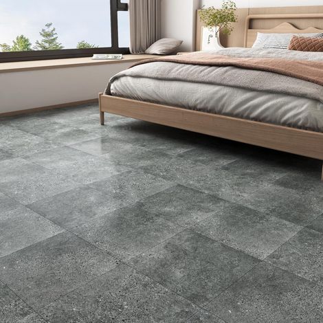 PVC Adhesive Sol Effet Ciment Gris Stickers 30x30cm 3 Pièces Sol Adhesif Gris Imperméable Dalles PVC Adhesive Sols Effet Béton Carrelage Adhesif Sols Salon Chambre Toilette (1/5)