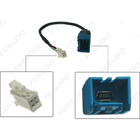 Compatible avec le câble adaptateur USB 4 broches pour la navigation grand écran Ford Focus/Nissan (4 broches + port USB en T avec clip)
