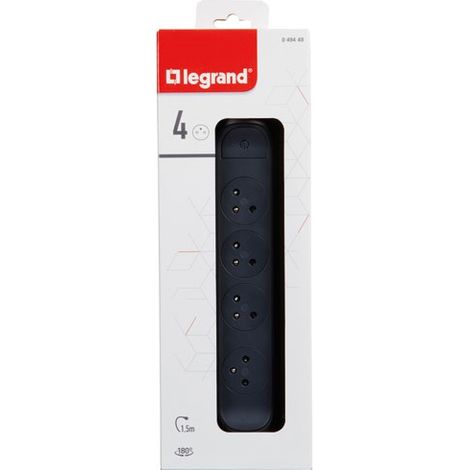 Mehrfachsteckdose Fb 4x2p+t Prenium Drehbar und Fixierbar 1,5 m Schwarz - Legrand