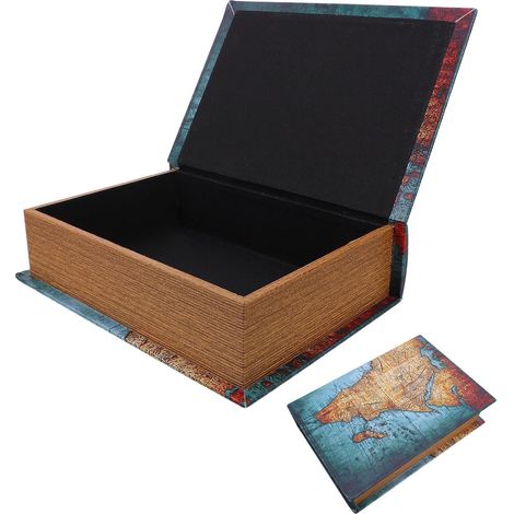 Boîte de Rangement Vintage de Faux Livre Grosse Taille, Coffre-Fort Secret Dissimulé, Boîte à Bijoux Décorative Verte Rétro pour Maison, Bureau et Église, Rangement Caché (1/5)