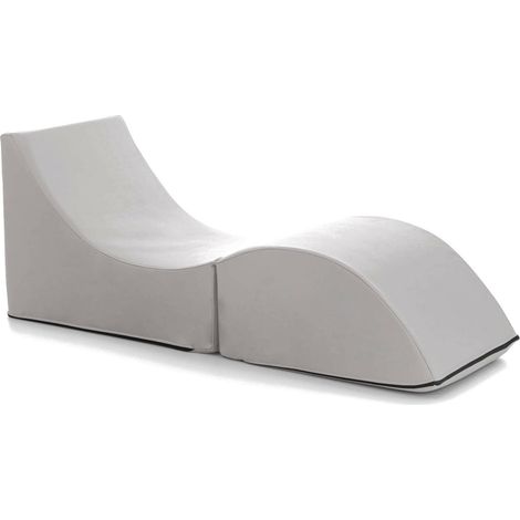 Talamo Italia - Letto pieghevole Arbil, Pouf trasformabile in letto singolo, Chaise longue in ecopelle, 100% Made in Italy, 130x50h50 cm, Bianco