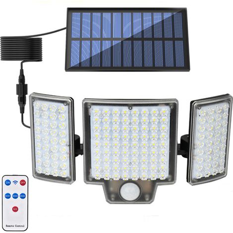 Applique murale d'extérieur à trois têtes, lampe à induction, lampe solaire multifonction, lampe de jardin, lampadaire de garage