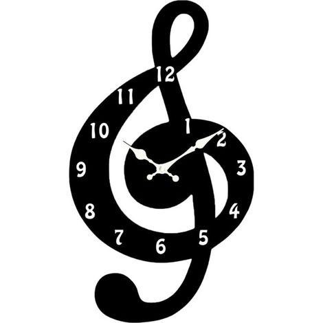 Horloge Murale Musicale en Bois, silencieuse, Moderne, Installation Facile, Motif Note de Musique, pour Cuisine, Salon, Chambre à Coucher, Bureau