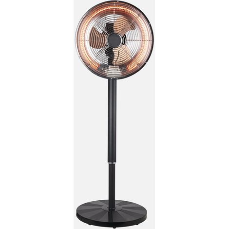 Ventilador Pie 2en1 Practico Negro Frio/calor 3asp 55w/1500w Remoto+protec.seg.temporizador,Regx35x35cm