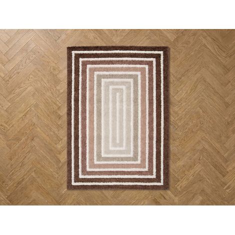 BOBOCHIC - Tapis poils longs LYZZO motif graphique  120x170 Marron