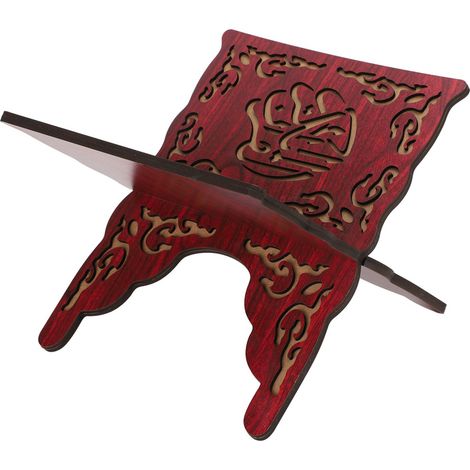 Lot de 2 supports pour Coran, style rétro, sculptés, rouges, pour la lecture musulmane, accessoires religieux artisanaux (1/5)