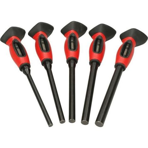 Juego de 5 sacagrapas (punzones) - KS TOOLS - 156.0222F - Punzones brunidos - Pasador con empuñadura - Con sistema antivibraciones (1/4)