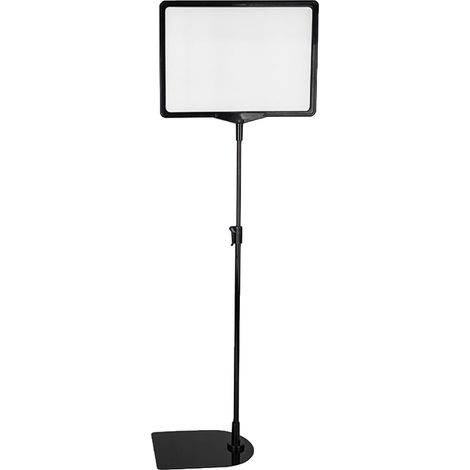 Ortviai Support de panneau publicitaire sur pied réglable 400–750 mm pour supermarché, cadre A4 en PVC transparent, base en fer et tige en alliage d’aluminium (1/5)